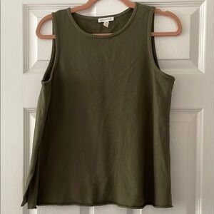 EILEEN FISHER Olive Green Oversize Sleeveless Top Size XS